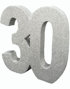 Sølvfarvet Glitrende 30 År Borddekoration 20 cm