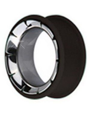 Piercing Tunnel i Silikone med Kirurgisk Stål 316L - Sort