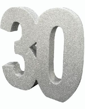 Sølvfarvet Glitrende 30 År Borddekoration 20 cm