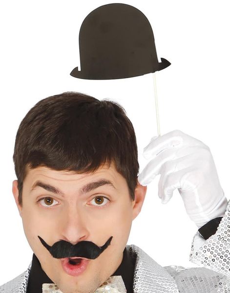 Bowlerhatte  - 6 stk Små Selfie / Fotoeffekter