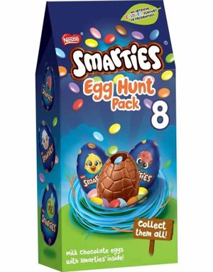 8 stk Melkesjokolade Egg Fylt med Smarties 140 gram