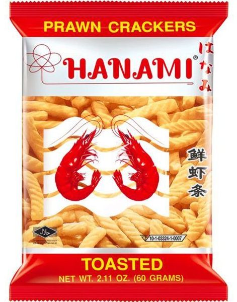 Hanami Prawn Crackers Toasted - Knasende Rekesnacks 60 gram (Thailand)