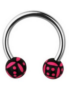 Øjenbrynspiercing Round with Dice - Black/Pink - 1.2 x 10 mm