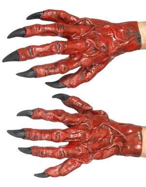 Røde Latex Djævlehandsker med Klør