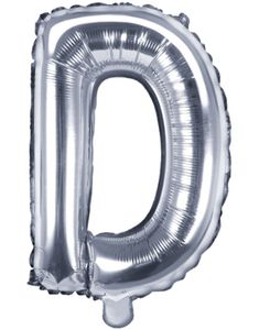 Bogstav D - Sølvfarvet 35 cm Folieballon