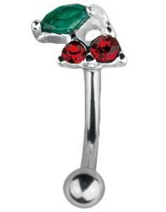 Kirsebær - 1.2 x 8 mm Sølvfarvet Øjenbrynspiercing