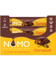 24 stk Nomo Caramel - Vegansk Sjokoladebar med Karamel - Hel Eske 912 gram