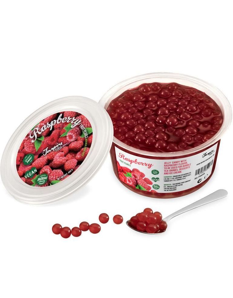 Fruit Pearls Raspberry - Hindbær Gelekugler til Boba/Bubble Tea 450 ...