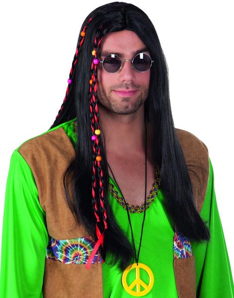 Sort Hippieparyk med Røde Striber og Perler