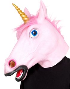 Heldækkende Rosa Enhjørning Latexmaske