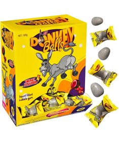 200 stk Ilham Donkey Balls - Fylte Tyggegummikuler med Energidrikksmak - Hel Eske 920 gram