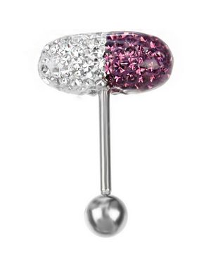 Hvid & Lilla Diamant Pil - Tungepiercing