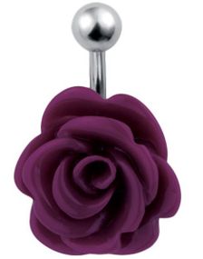 Navlepiercing med Udskåret Lilla Rose