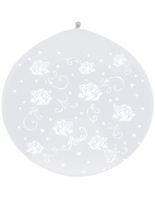White Roses - Gennemsigtig JUMBO Ballon 1 meter