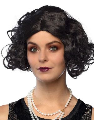 Svart Roaring '20s Flapper Parykk