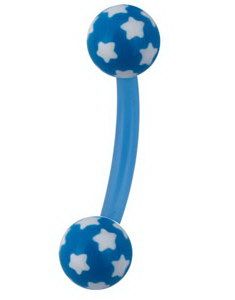 Stjernehimmel Øjenbrynspiercing - Blå/Hvid - 1.2 x 8 mm