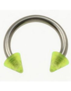 Rund Øjenbrynspiercing med Grønne Spike Kugler - 1.2 x 8 mm