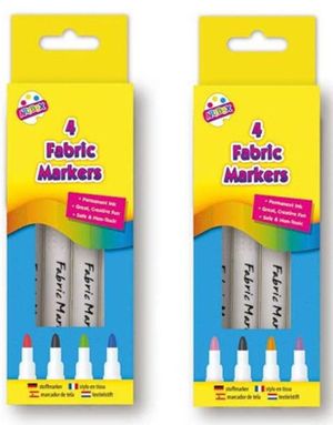 4 stk Permanente Tekstiltusjer Assorterede Farver