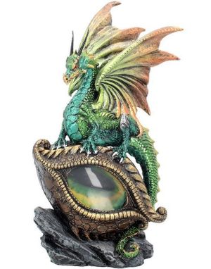 Eye of the Dragon - Grønn Dragefigur med LED-Lys 21 cm