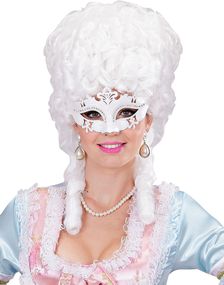 Hvid Venice Øjenmaske med Glitter