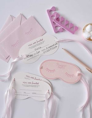 5 stk Pamper Party Øyemaskeformede Invitasjoner med Konvolutter - Pamper Party
