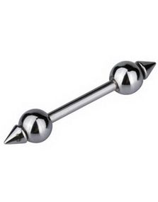 Ear Barbell With Spiked Ends - Steel