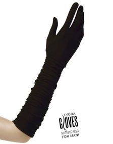 Draperede Sorte Lange Handsker - 37 cm