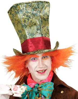 Mad Hatter Inspireret Høj Hat med Kreppet Hår 