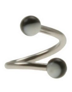 Curve Øjenbrynspiercing med Hvide og Sorte Kugler - 1.2 x 8 mm