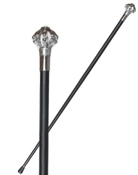 Sort Stok i Metal med Krone - 93 cm - Høj Kvalitet