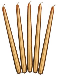 10 stk Lange Guldfarvet Metallisk Kronelys 29 cm