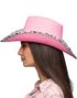 Rosa Cowboyhatt med Sølv Paljetter