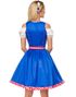 Deluxe Royal Blå Dirndl-Oktoberfestkjole med Røde Tern