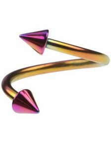 Curve Flerfarvet Øjenbrynspiercing med Spike Kugler - 1.2 x 10 mm