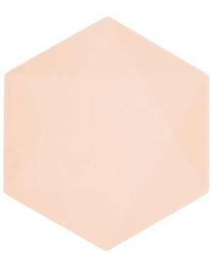 6 stk Vert Decor Aprikosfargede Heksagonale Papptallerkener 26 cm - Miljøvennlige