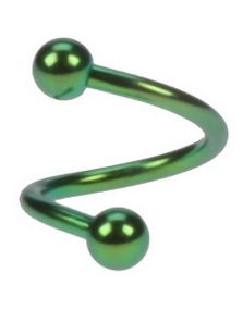 Twister - 1,2 x 8 mm Grøn Øjenbrynspiercing