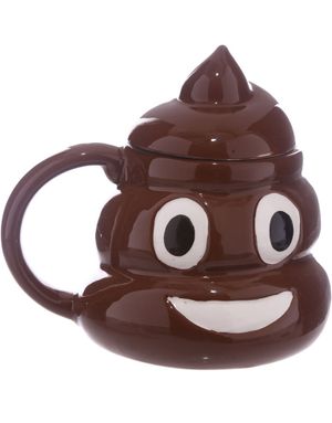 Brun Poop Emoji Krus med Låg