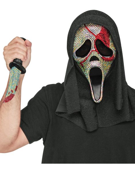 Glitrende Lisensiert Blodig Skrik Maske med Kniv