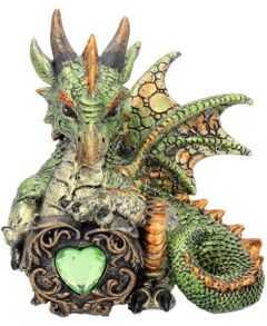 Malachite - Sød Grøn Drage med Hjerte 13 cm