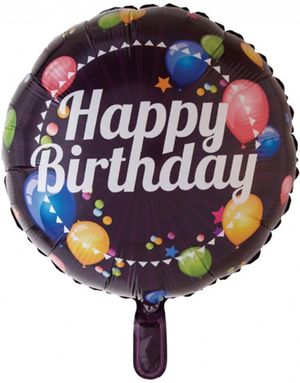 Happy Birthday - Rund Folieballon med Ballonmotiv 46 cm