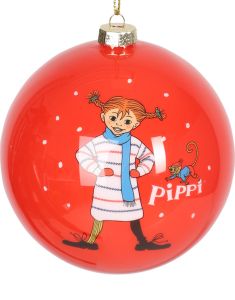 3 stk Pippi Langstrømpe Julekuler 8 cm