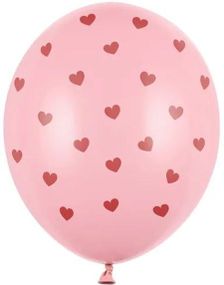6 stk 30 cm Pastell Rosa Ballonger med Hjerter