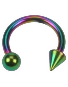 Rund med Bold & Spike - 1.2 x 8 mm Flerfarvet Øjenbrynspiercing