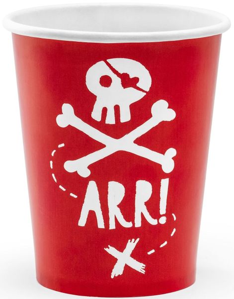 6 stk Sjørøver Pappkrus 220 ml - Pirates Party