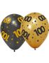 6 stk 100 års Feiring Ballonger 30 cm - Svart og Gull