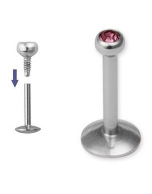 Madonna Labret med Sort Sten - 1.2 x 8 mm