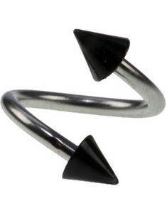 Curve Øjenbrynspiercing med Sorte Spikes - 1.2 x 8 mm