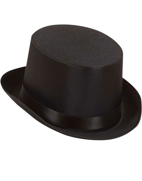 Sort Lux Tophat i Satin