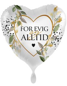Hjerteformet "FOR EVIG og ALTTID" Floral Folieballon 43 cm