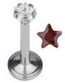 Labret Piercing med Stjerneformet Rød Sten